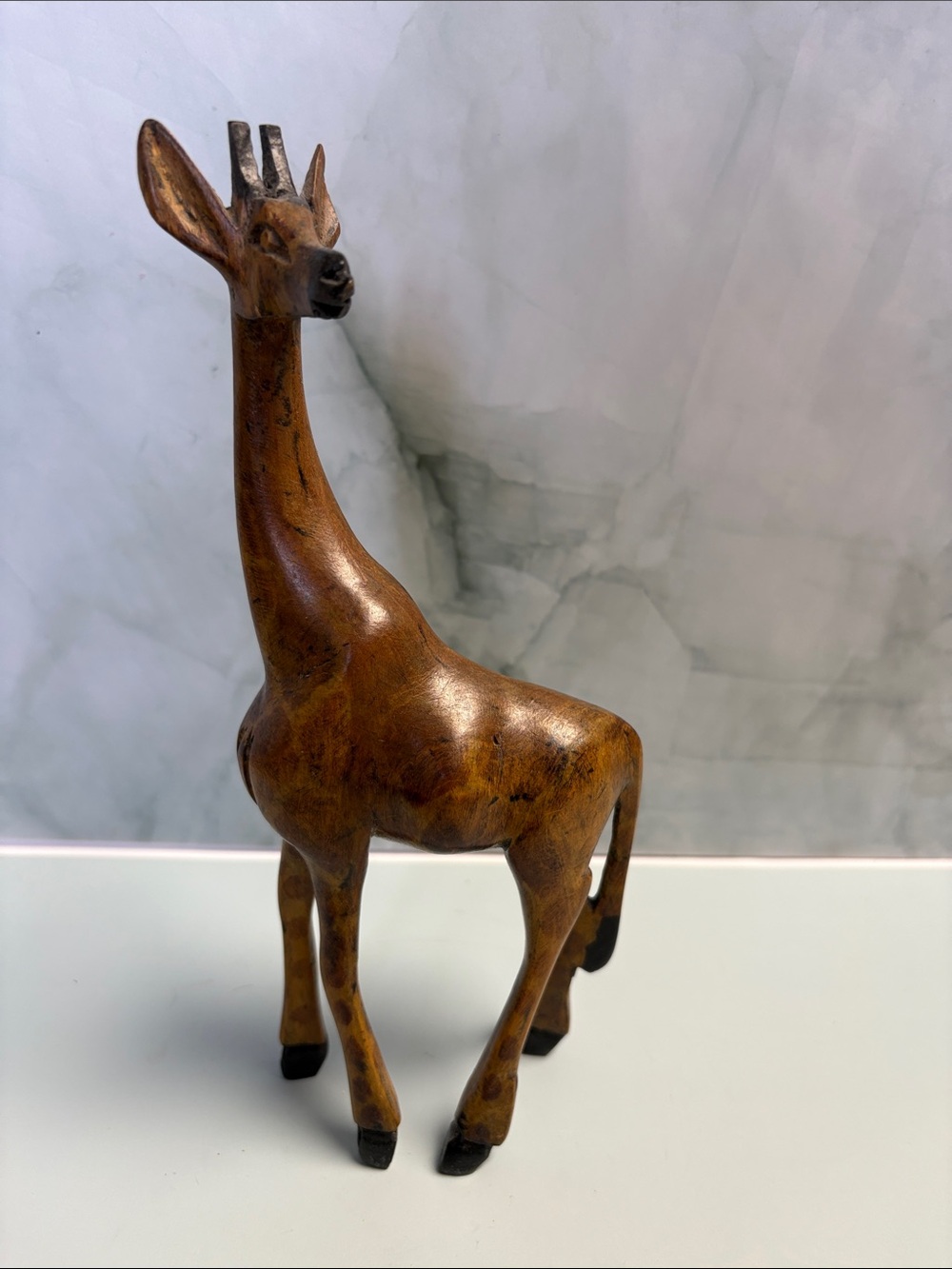 Hand Carved Wood Giraffe Figurine